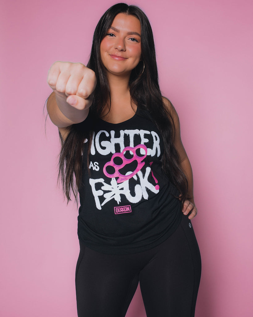 Women's Fighter As Fuck Fitted Tank - Black - Dixxon Flannel Co.