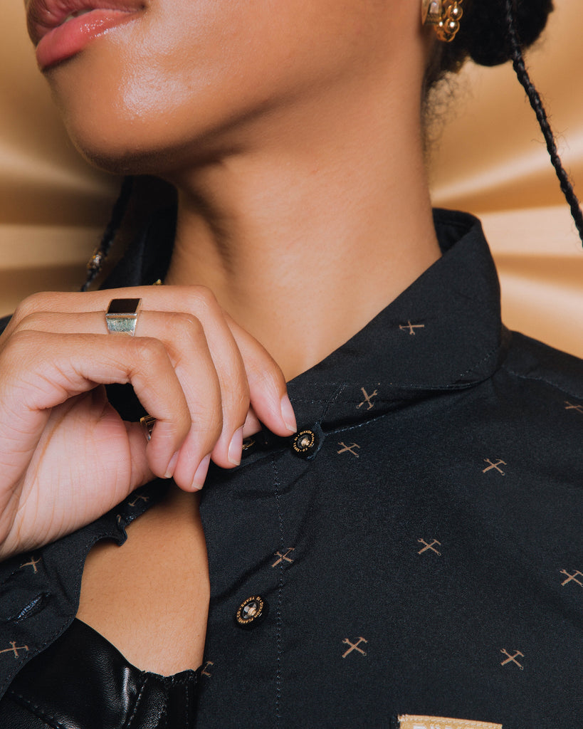 Women's Finney Short Sleeve - Black & Gold - Dixxon Flannel Co.