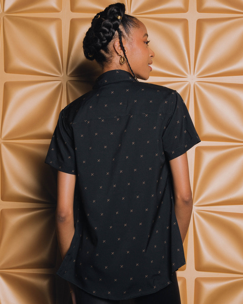 Women's Finney Short Sleeve - Black & Gold - Dixxon Flannel Co.