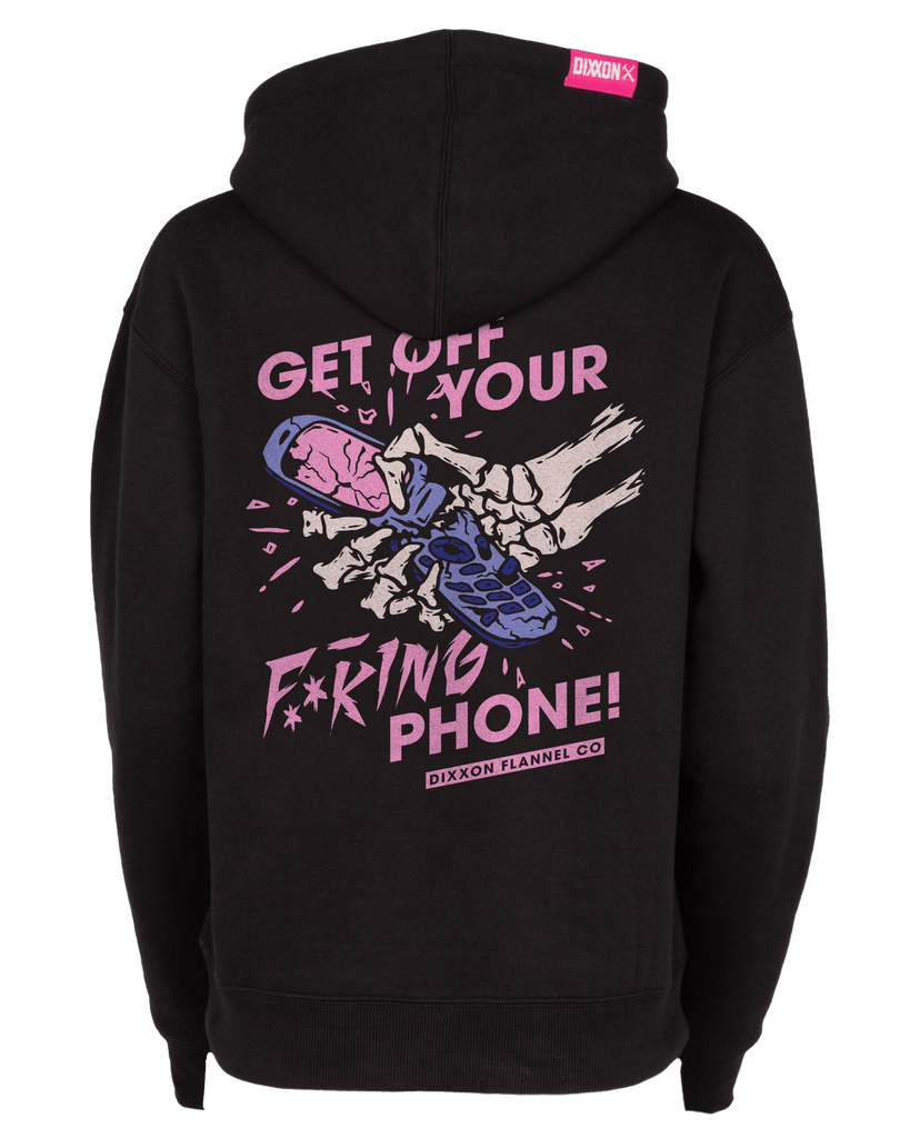 Women's Get Off Your Phone Hoodie Pullover - Black - Dixxon Flannel Co.