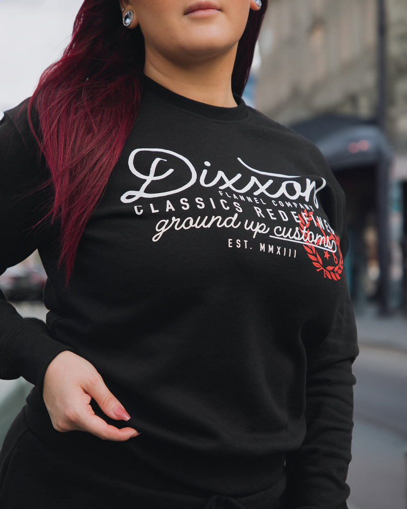 Women's Ground Up Customs Crewneck Sweatshirt - Black - Dixxon Flannel Co.