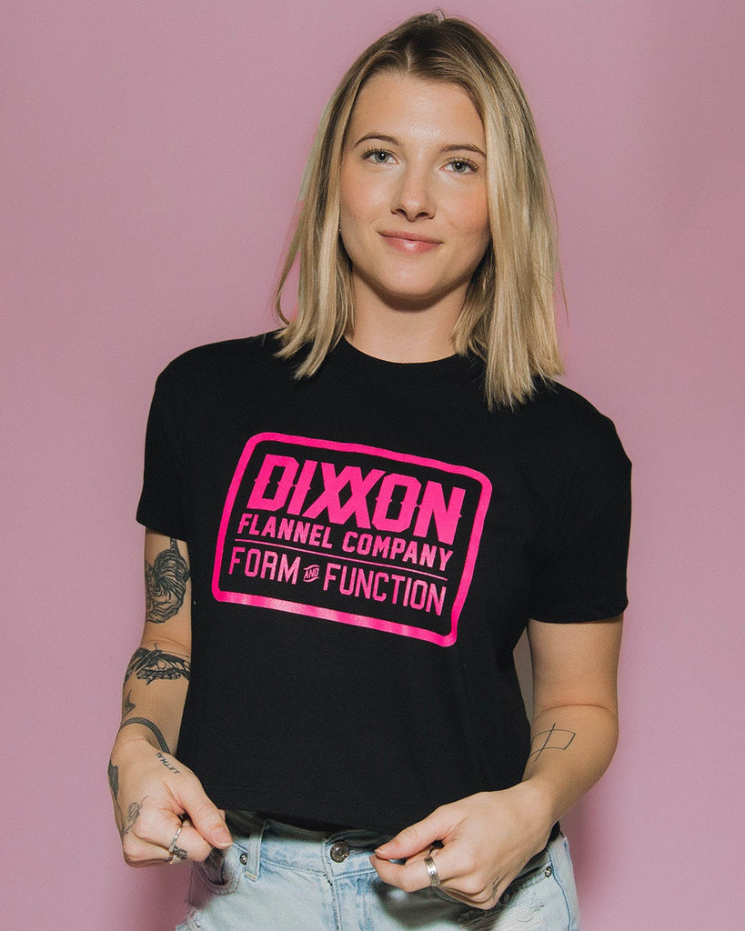 Women's Pink Classic Logo Crop Top - Black - Dixxon Flannel Co.