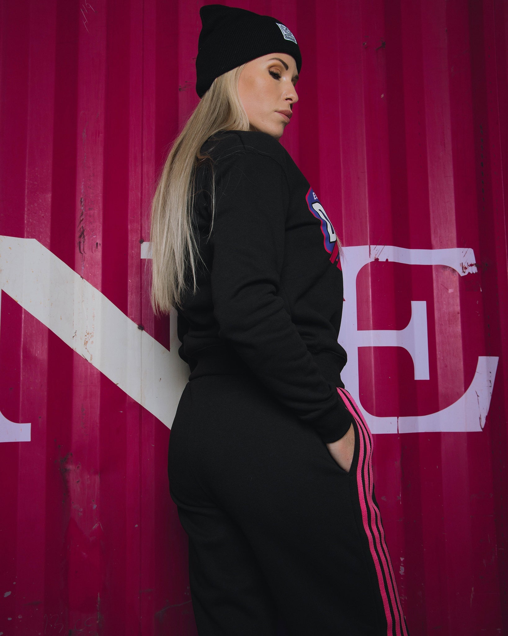 Pink Stripe Sweatpants - Black: Shop Dixxon's Collection