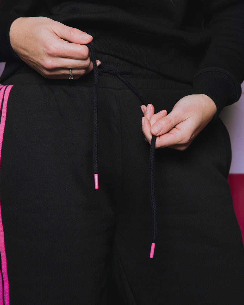 Women's Pink Stripes Sweatpants - Black - Dixxon Flannel Co.