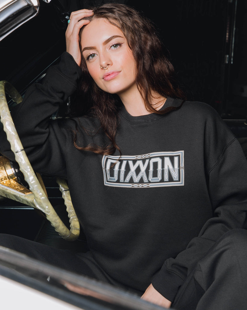 Women's Pinstripe Crewneck Sweatshirt - Black & Gray - Dixxon Flannel Co.