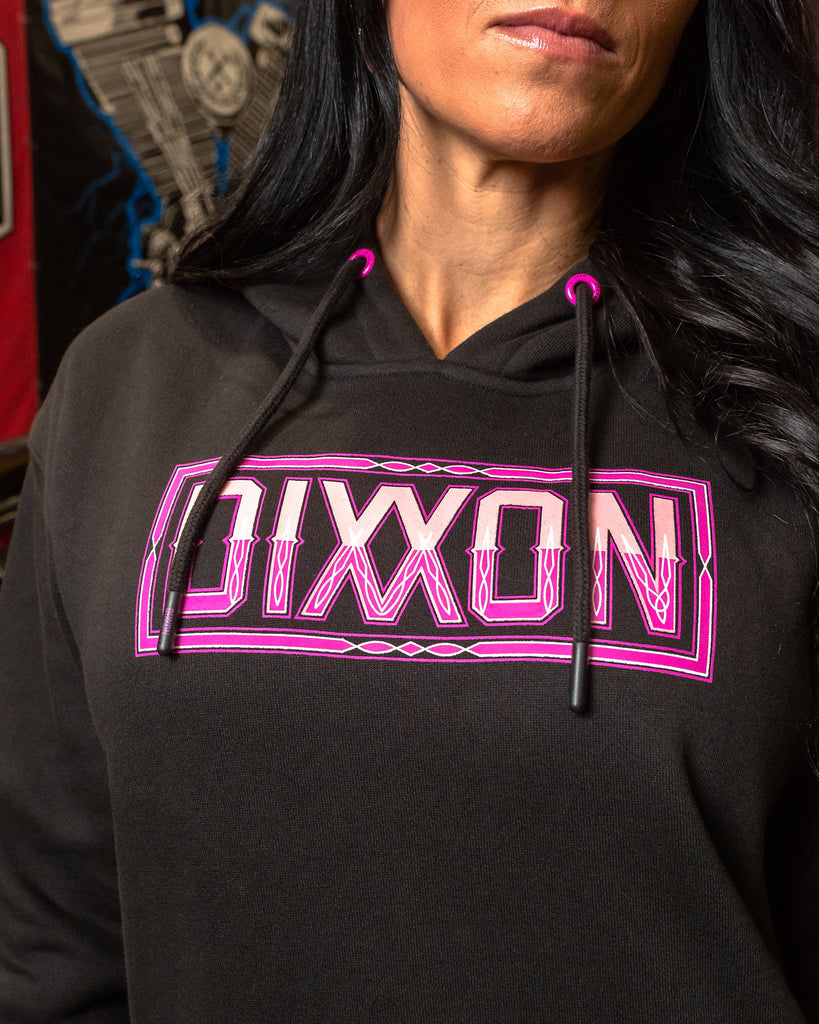 Women's Pinstripe Pullover Hoodie - Black & Pink - Dixxon Flannel Co.