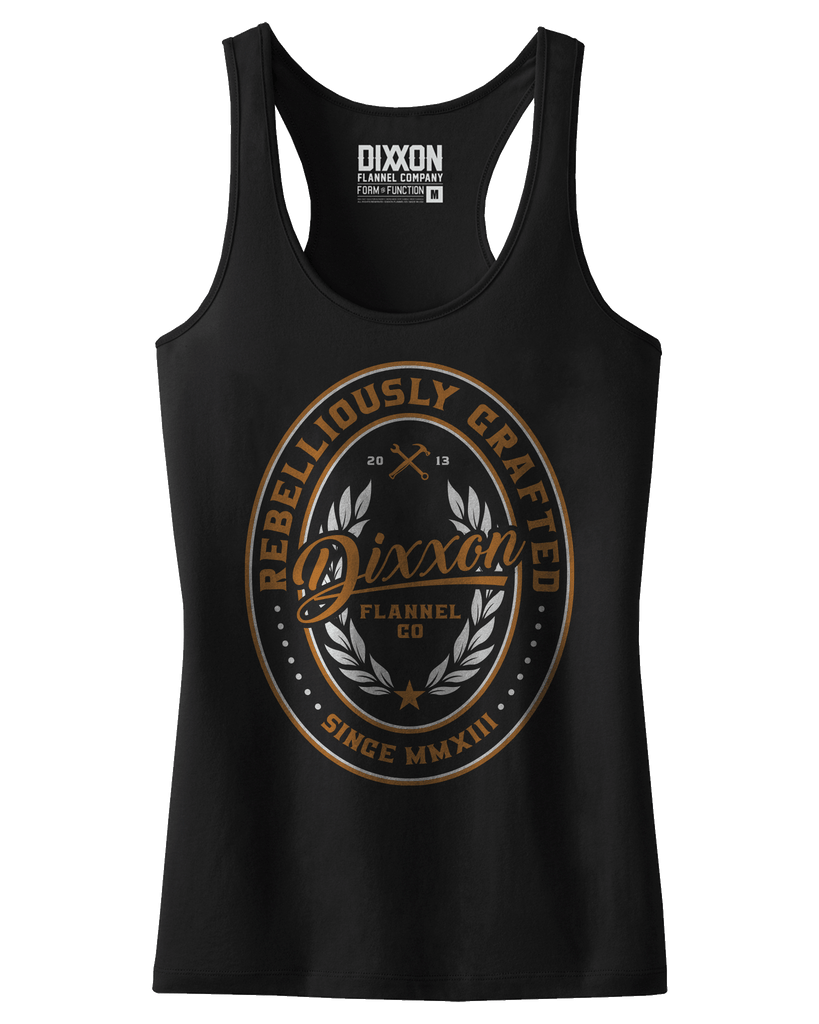 Women's Rebelliously Crafted Fitted Tank - Black - Dixxon Flannel Co.