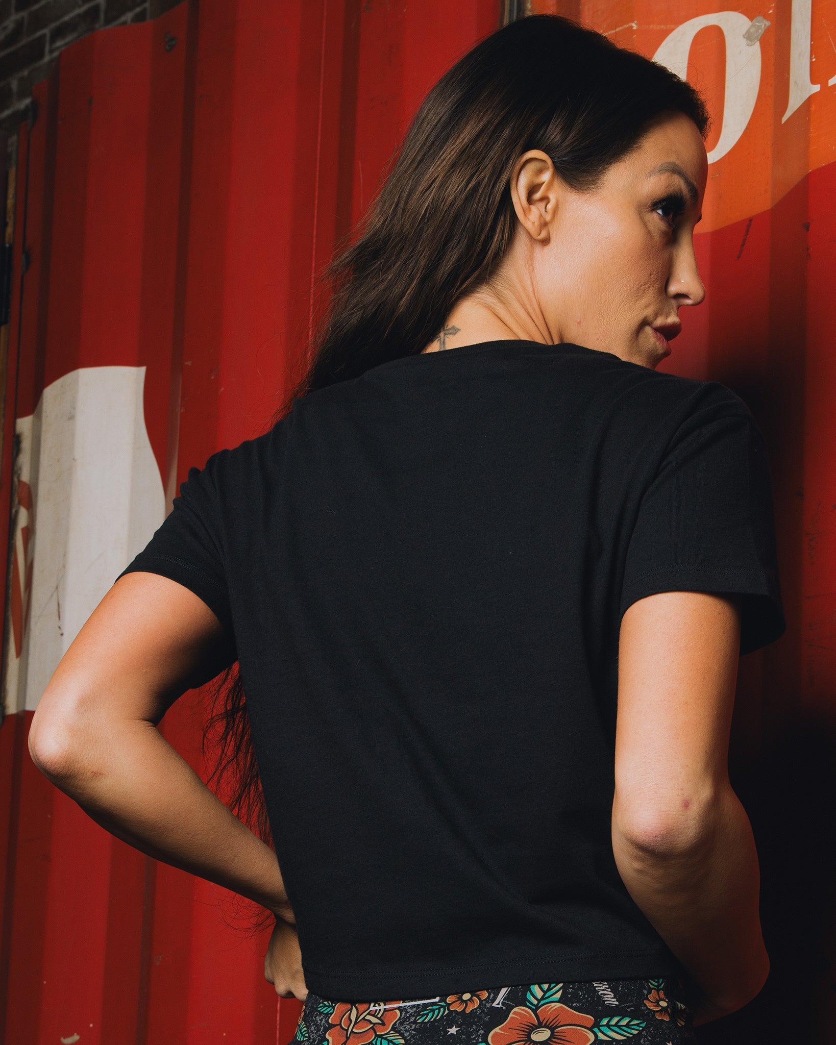 Women's Red Classic Logo Crop Top - Black - Dixxon Flannel Co.