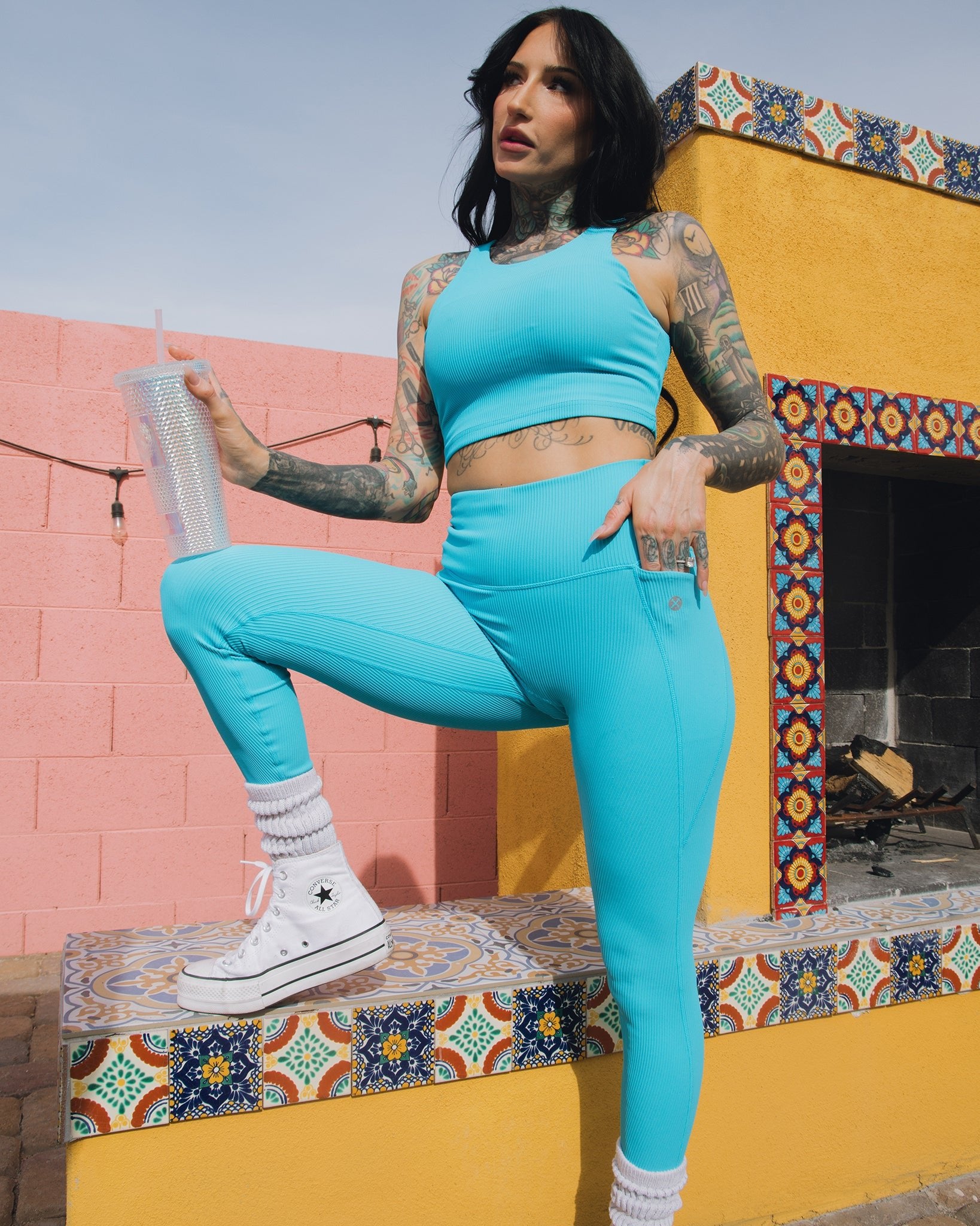 Women's Ribbed Crop Top - Blue - Dixxon Flannel Co.
