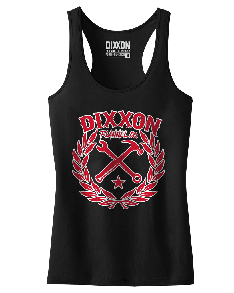 Women's Sketchy Crest Tank - Black & Red - Dixxon Flannel Co.