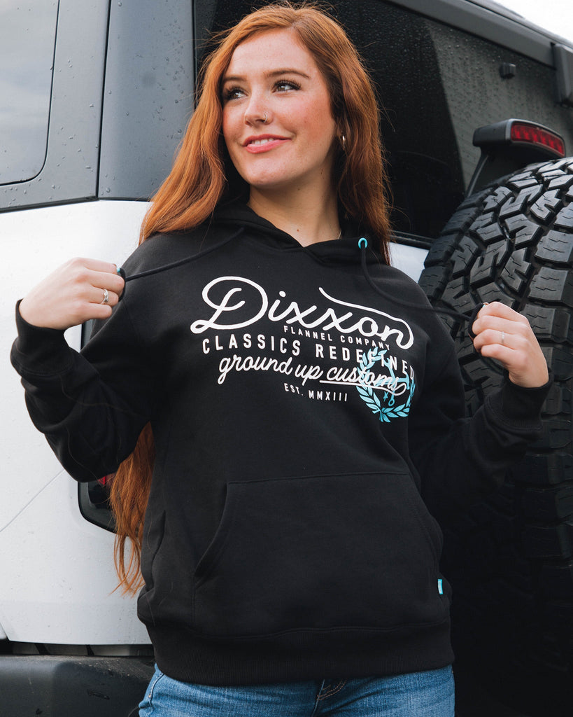 Women's Tiffany Ground Up Customs Hoodie Pullover - Black - Dixxon Flannel Co.