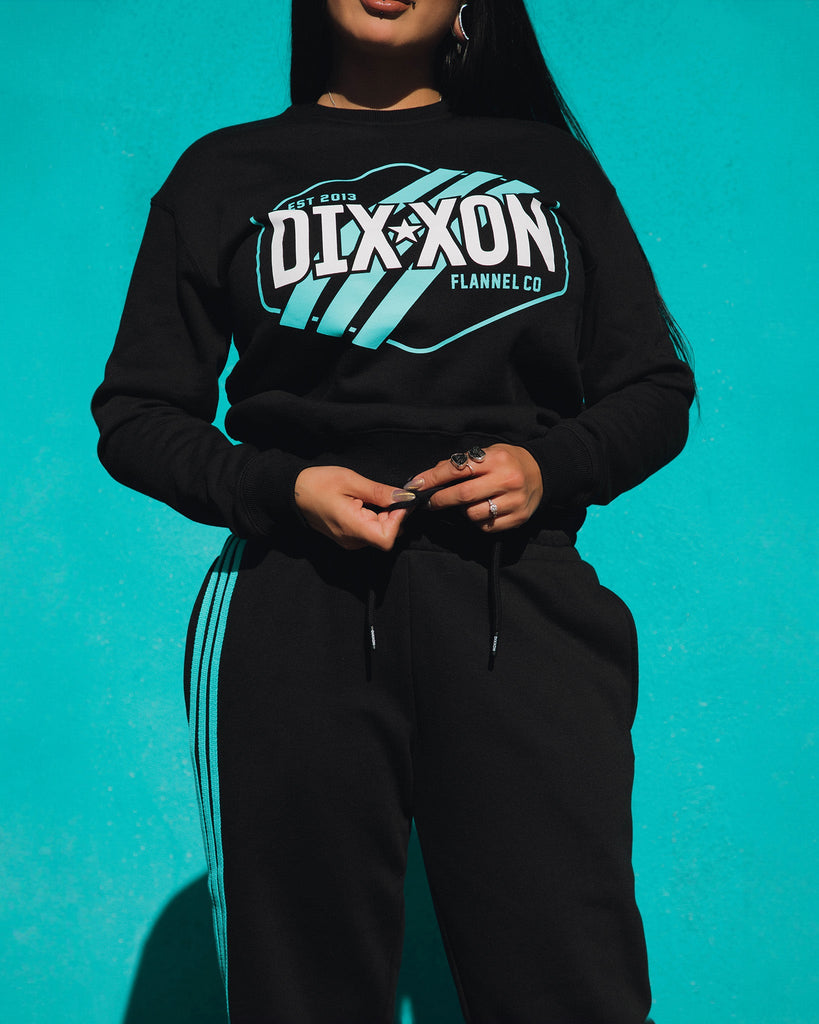 Women's Tiffany Stripes Crewneck Sweatshirt - Black - Dixxon Flannel Co.