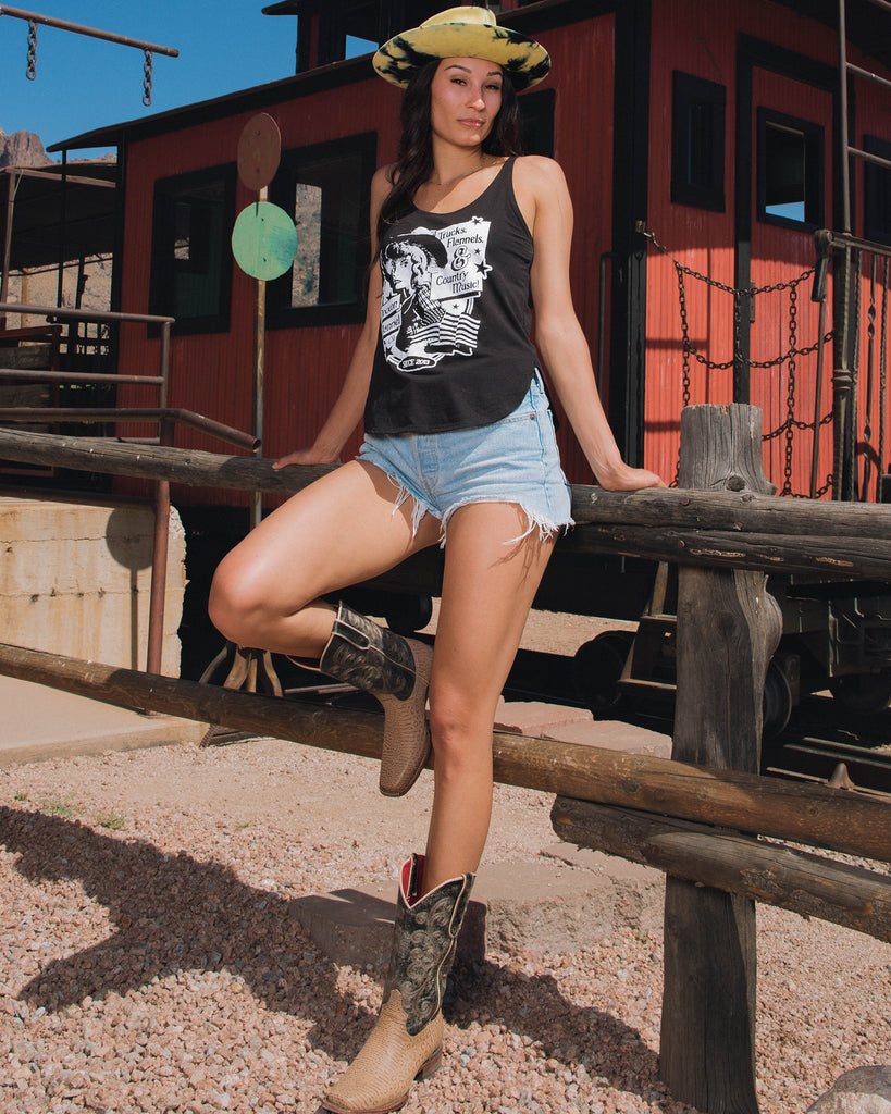 Women's Trucks, Flannels, & Country Music Flowy Tank - Dixxon Flannel Co.