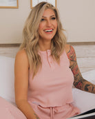 Women's Waffle Knit Crop Tank - Blush - Dixxon Flannel Co.