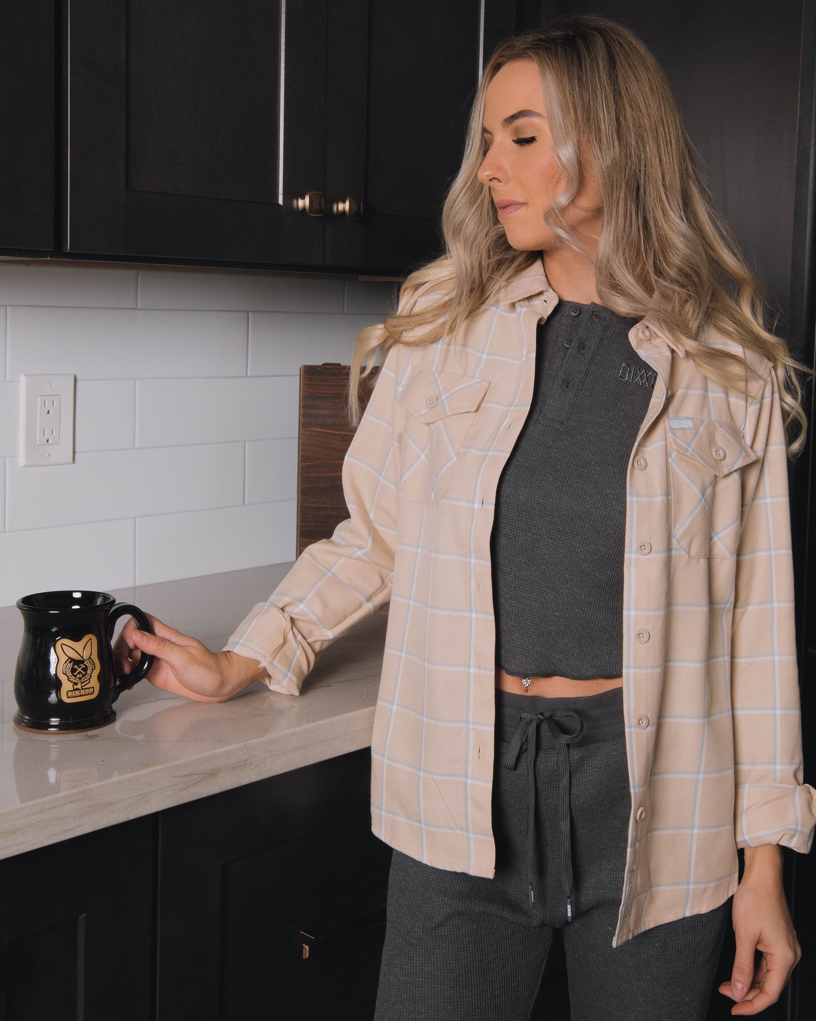 Women's Waffle Knit Crop Tank - Dark Gray - Dixxon Flannel Co.
