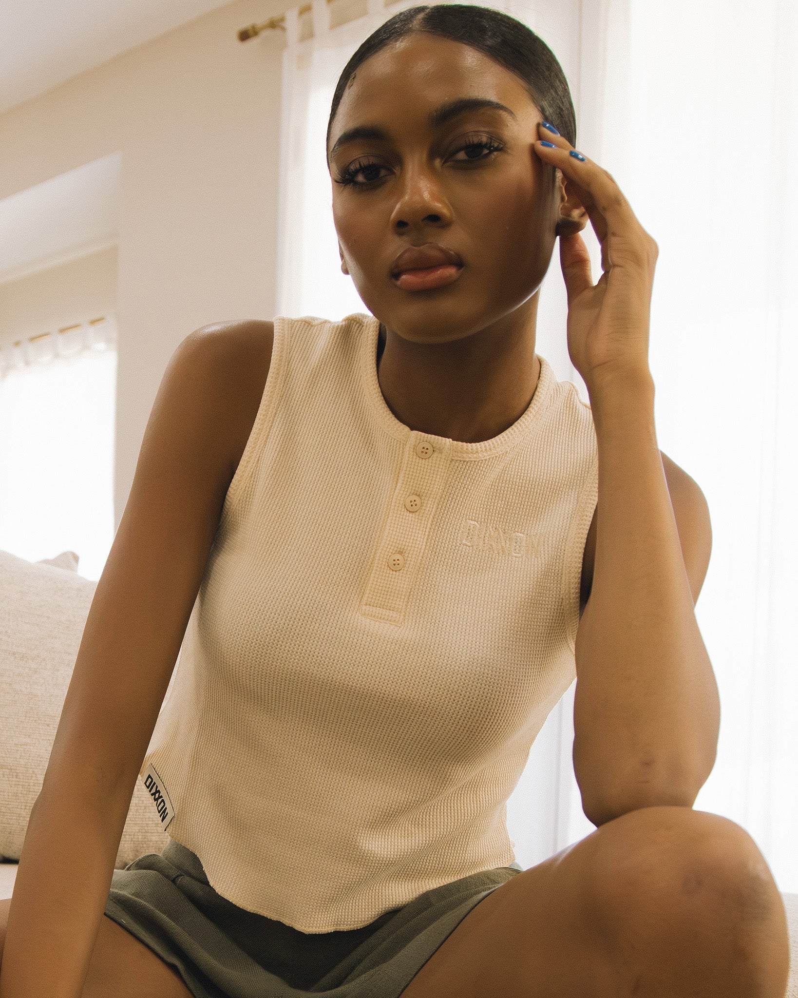 Women's Waffle Knit Crop Tank - Ivory - Dixxon Flannel Co.