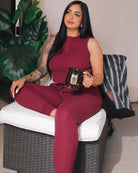 Women's Waffle Knit Crop Tank - Maroon - Dixxon Flannel Co.