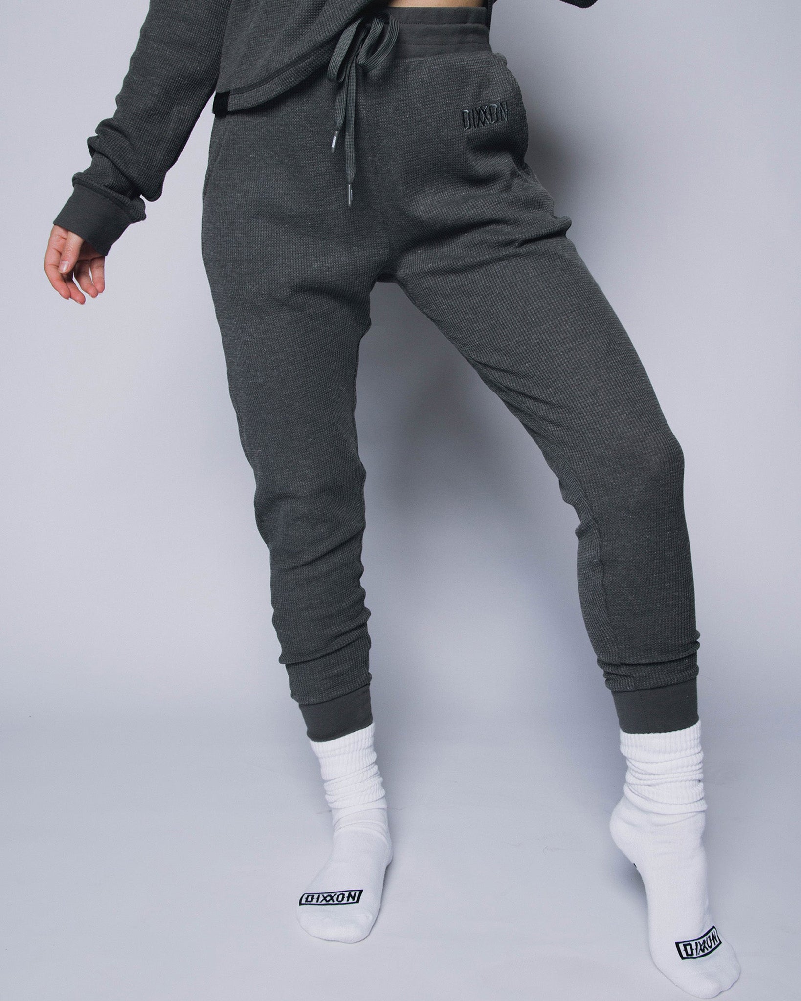 Women's Waffle Knit Joggers - Dark Gray - Dixxon Flannel Co.
