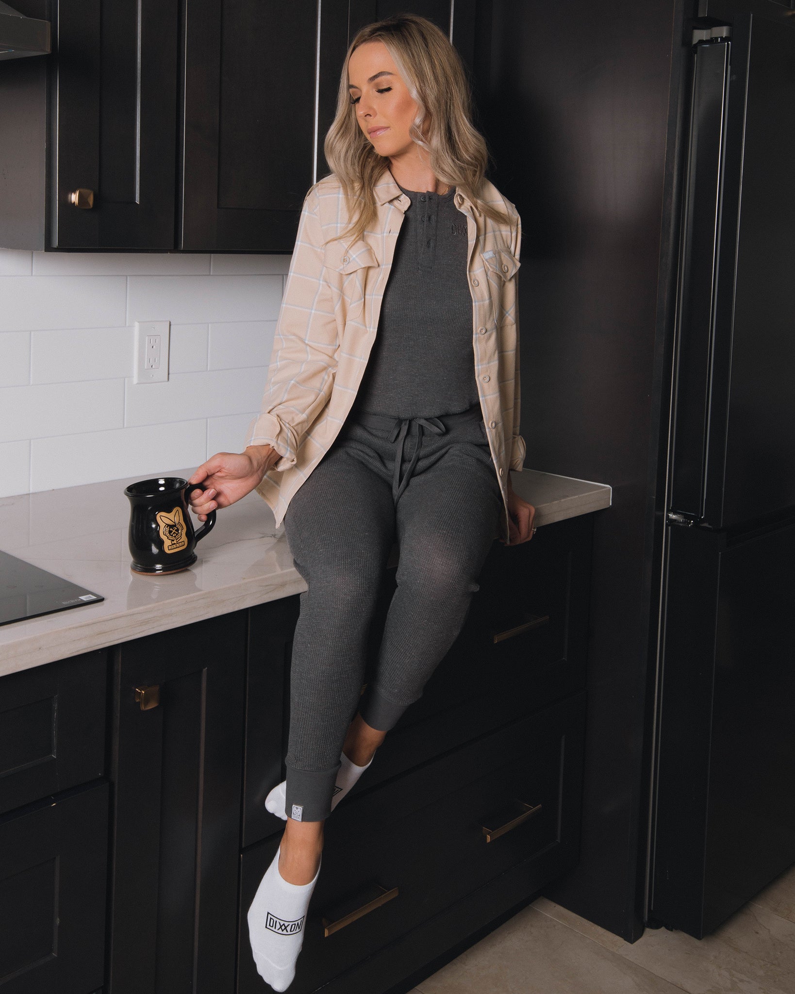 Women's Waffle Knit Joggers - Dark Gray - Dixxon Flannel Co.