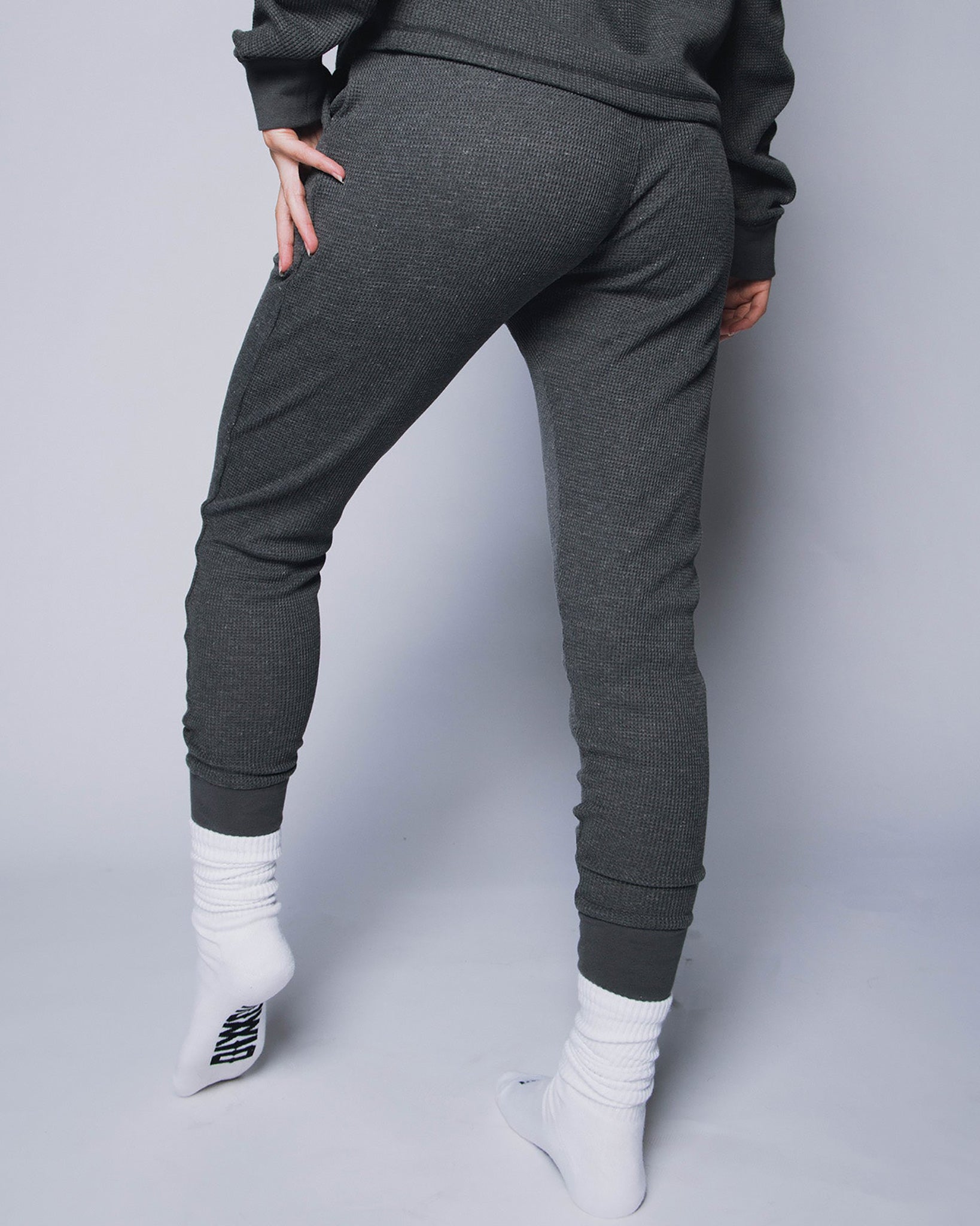 Women's Waffle Knit Joggers Dark Gray Dixxon Flannel