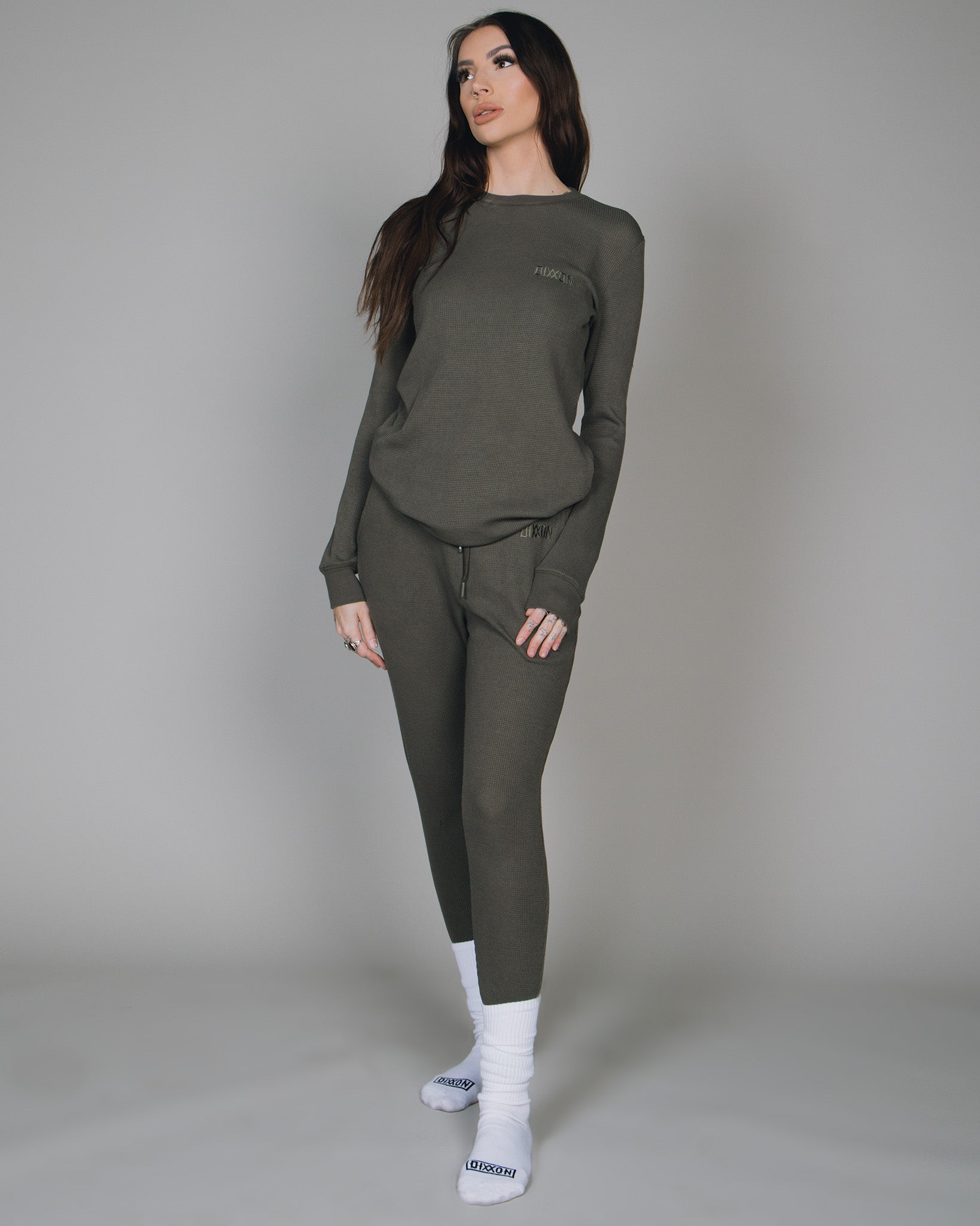 Women's Waffle Knit Joggers - O.D. Green