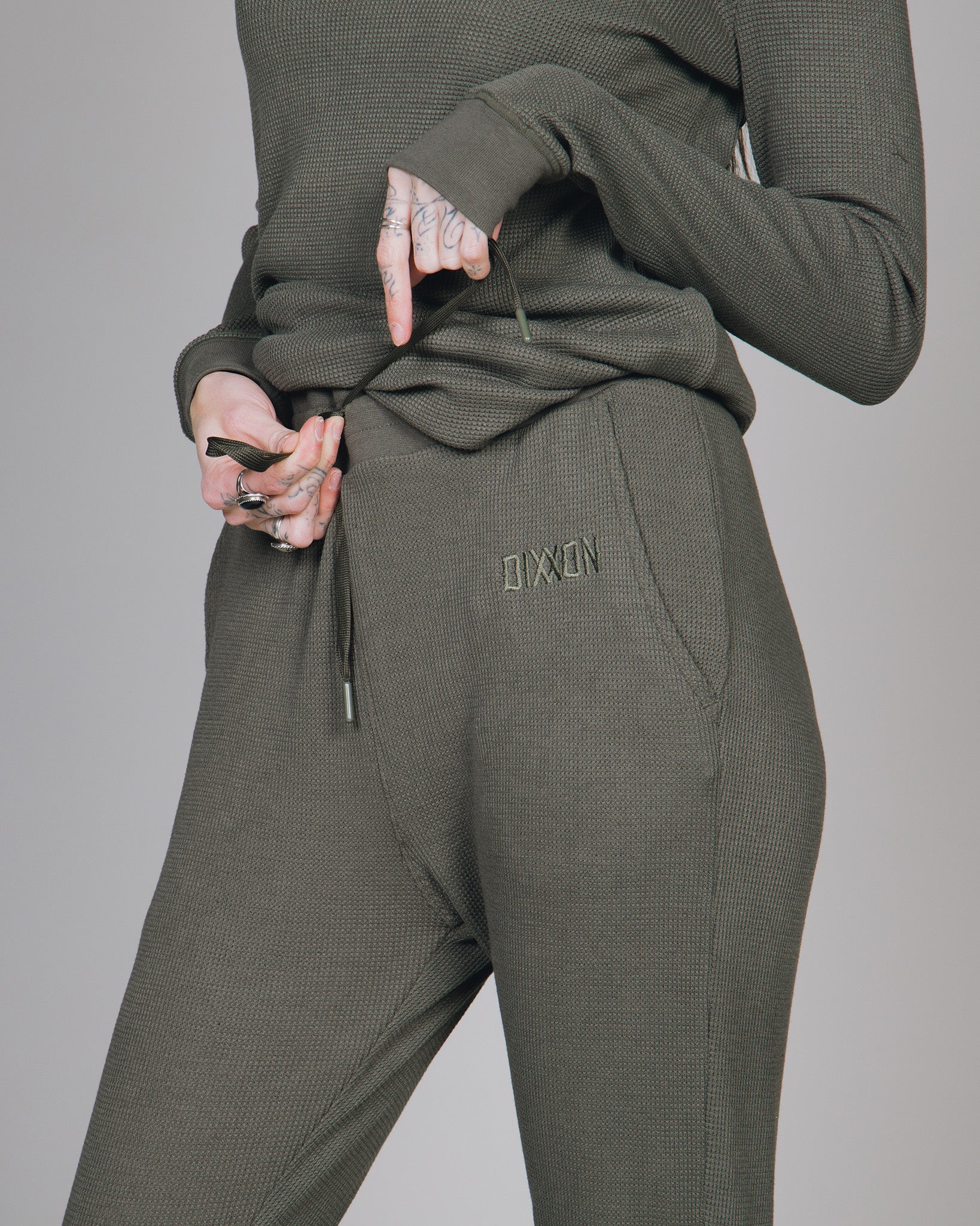 Women's Waffle Knit Joggers - O.D. Green - Dixxon Flannel Co.