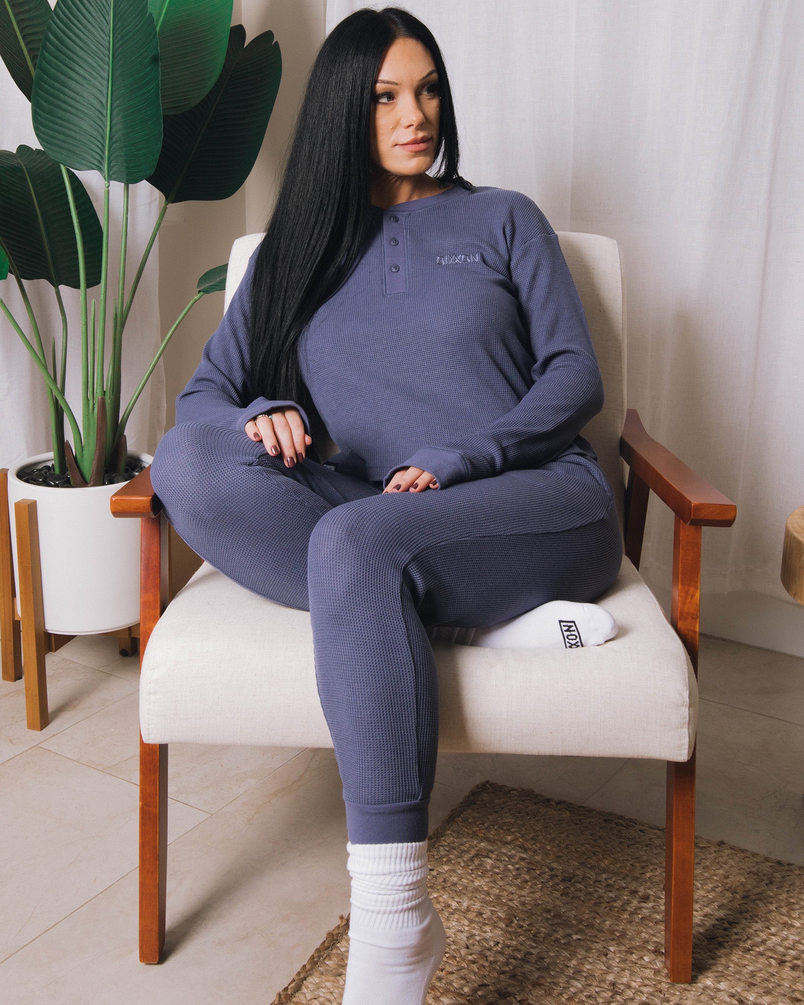 Women's Waffle Knit Joggers - Steel Blue - Dixxon Flannel Co.