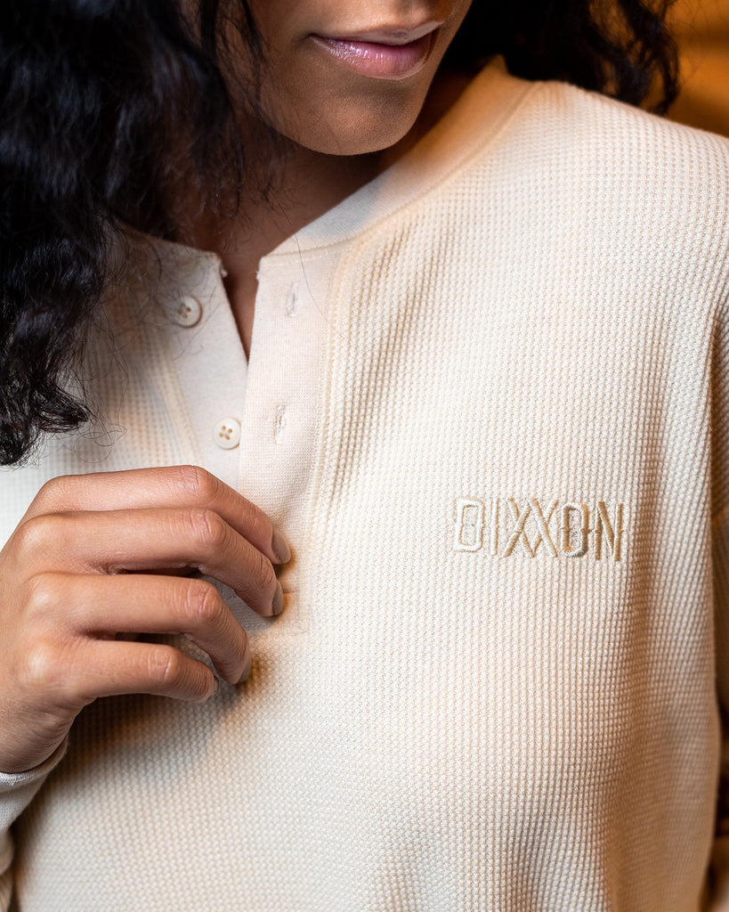 Women's Waffle Knit Long Sleeve Crop Tee - Ivory - Dixxon Flannel Co.