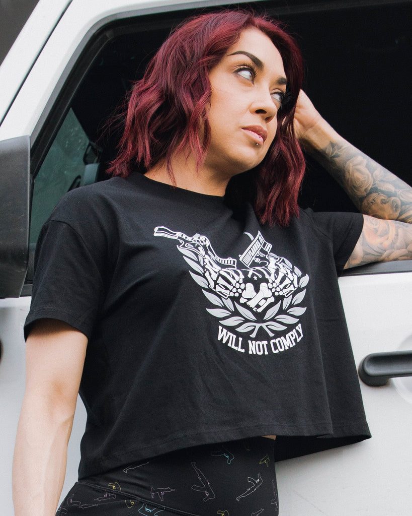 Women's Will Not Comply Crop Top - Black - Dixxon Flannel Co.