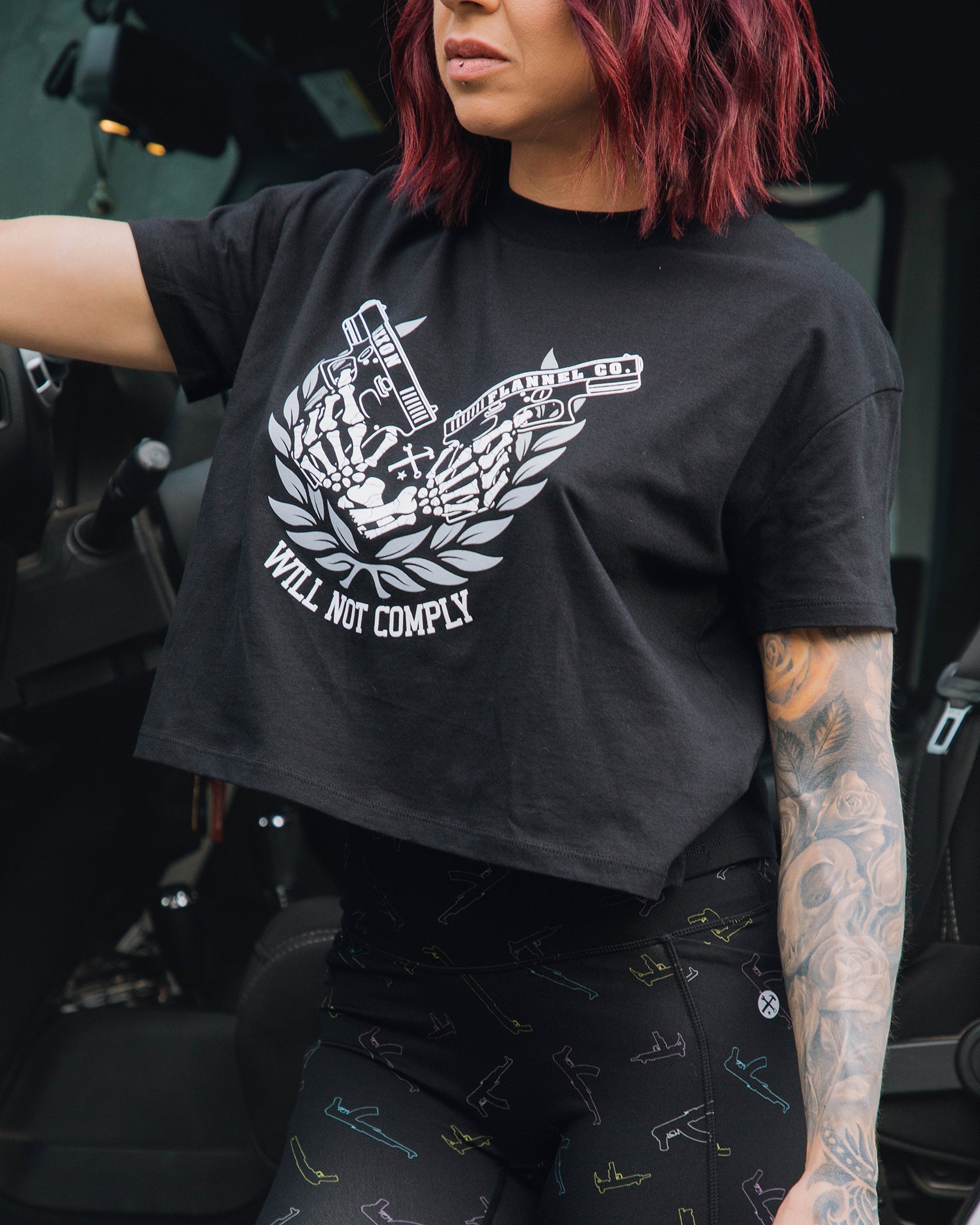 Women's Will Not Comply Crop Top - Black - Dixxon Flannel Co.