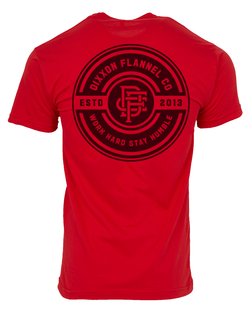 Work Hard Badge T-Shirt - Red - Dixxon Flannel Co.