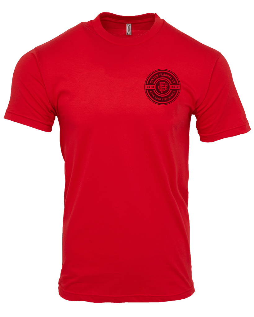 Work Hard Badge T-Shirt - Red - Dixxon Flannel Co.