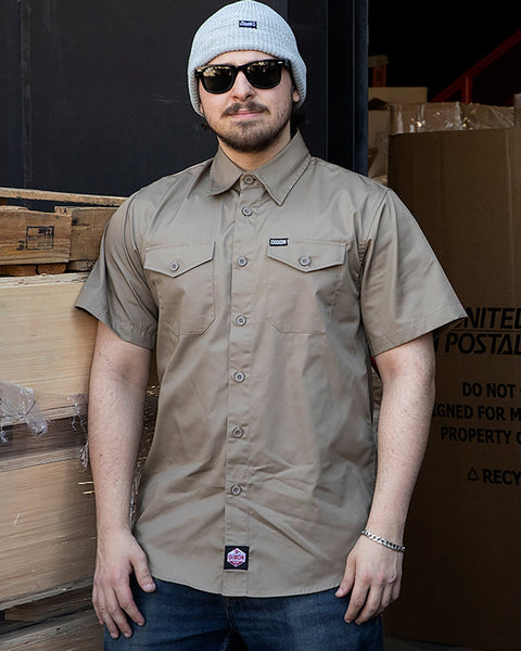『TEN WORK SHIRT KHAKI S』 Dixxon WorkForce Khaki Shirt: Shop Now