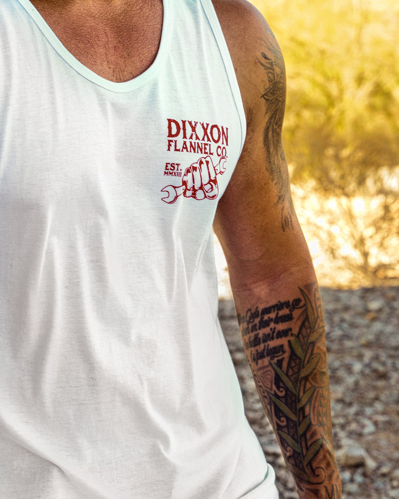 Working Class Fist Tank - White & Red - Dixxon Flannel Co.