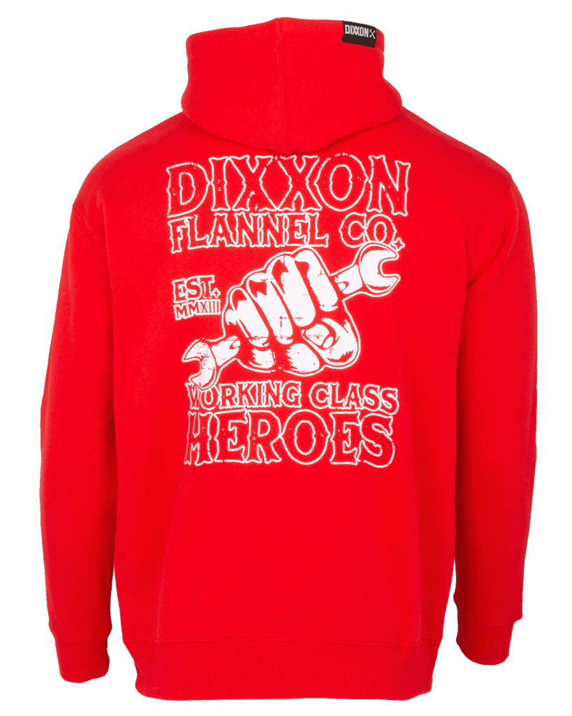 Working Class Fist Zip Up Hoodie - Red - Dixxon Flannel Co.