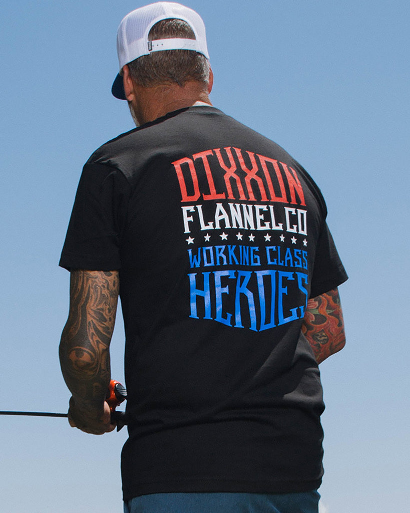 Working Class Heroes T-Shirt - Red, White, & Blue - Dixxon Flannel Co.