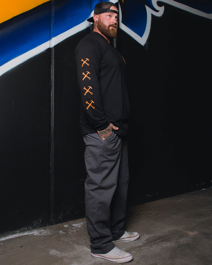 Working Class Long Sleeve T-Shirt - Black & Orange - Dixxon Flannel Co.